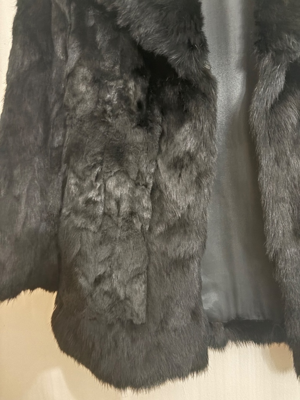 VINTAGE 1980s DINO RICCO Genuine Rabbit Fur Coat, Black Size S - Picture 13 of 17